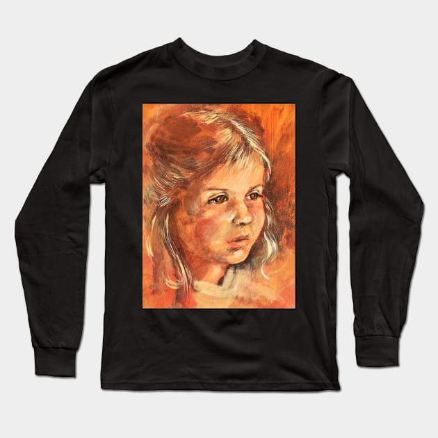 Portrait of a little Girl Long Sleeve T-Shirt by rozmcq